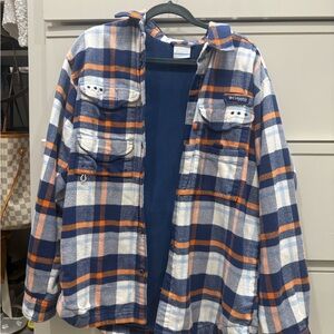 Columbia Blue and Orange Plaid Jacket